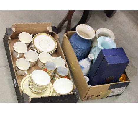 Collection of Ceramics including Six Royal Copenhagen Cups & Saucers, Boxed Coalport Milk and Sugar, 2 Studio Pottery Vases, 