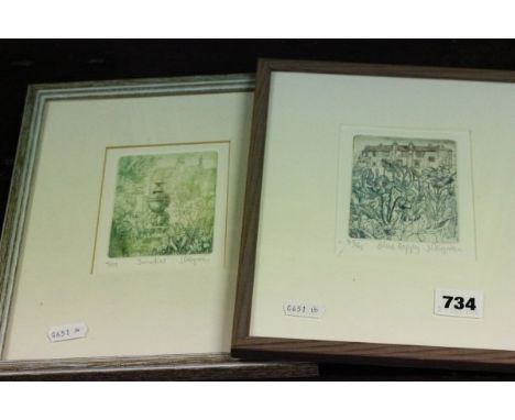 Two John Degnan Signed Etchings 'Sundial' A/P/5 & 'Blue Poppy' no.31/50