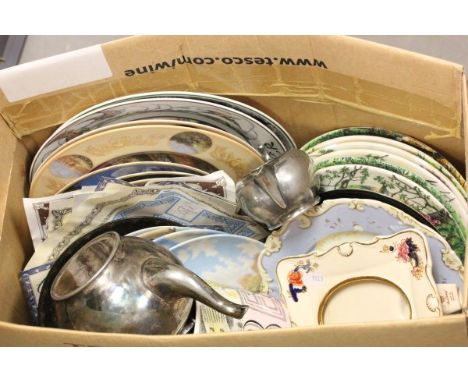Mixed Lot comprising Collectors Plates with Certificates, Mason's Photograph Frame, Oversized 1953 Coronation Mug, Jasperware