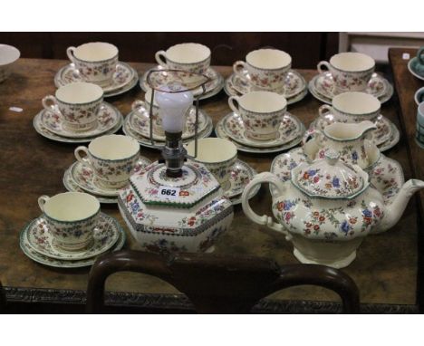 Copland Spode 'Royal Jasmine' Tea Service plus a Matching Table Lamp