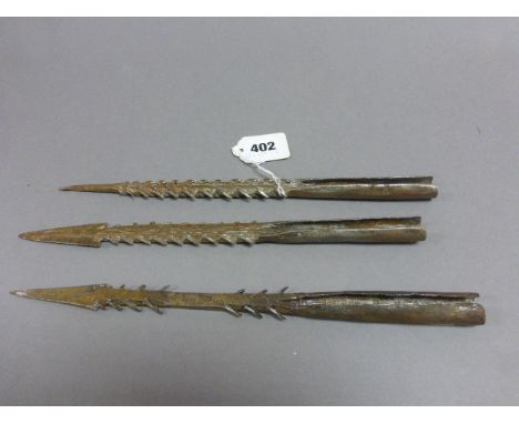 Three Vintage Steel Fishing Spear Heads