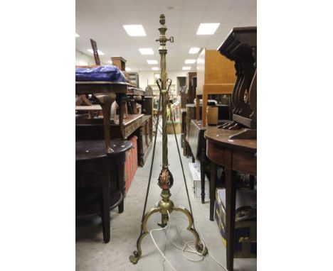 Brass and Copper Adjustable Standard Lamp