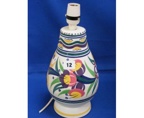 A Poole table lamp base in 'Yo' pattern depicting fuchsias. Height 31.5cms.