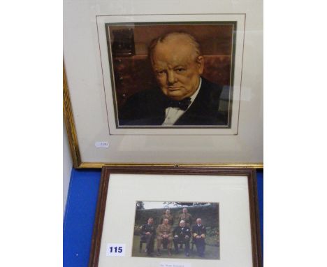 A photographic print of Winston Churchill with his Chiefs of Staff in the garden of No. 10 Downing Street, together with a po