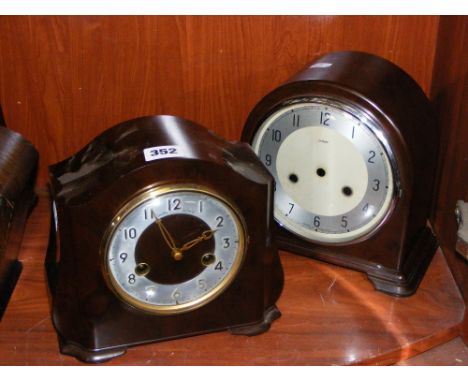 A Smith & Enfield Bakelite case mantel clock, plus a similar Bakelite case.    