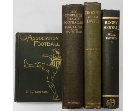 Jackson (Nicholas Lane). Association Football, 1st edition, George Newnes, 1899,  xii + 412 pages, with 32-page publisher's c