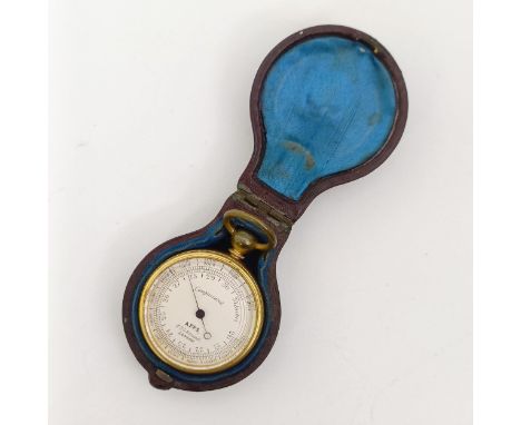 A late 19th/early 20th century pocket compensated barometer, by Apps 433 Strand London, in a leather case 