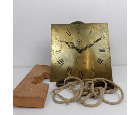 A thirty hour longcase clock movement, with a brass dial, signed Boulden, Hadlow, 27 x 26 cm 