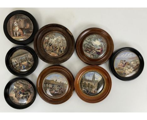 Assorted Prattware pot lids 
