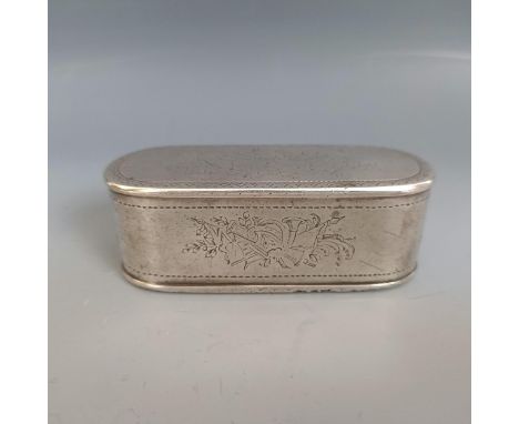 A 19th century Continental silver coloured metal snuff box, of rounded rectangular form, 121.5 g