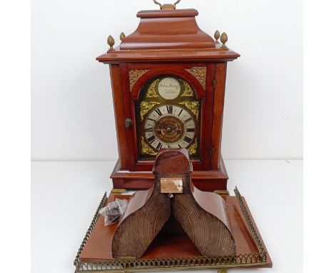 An 18th century style bracket clock, the arched brass dial signed Joshua Herring, London, with a silvered chapter ring and Ro