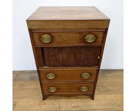A 19th century mahogany tambour front night commode, 54 cm wide 