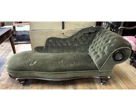 A 19th century button back chaise longue 