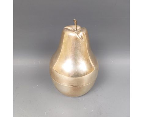 A Continental silver coloured metal tea caddy, in the form of a pear, 225 g