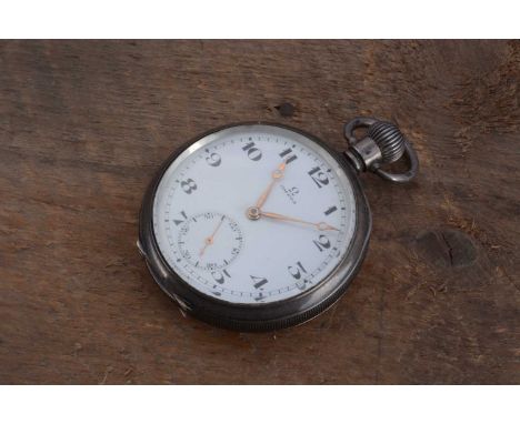1930s Omega silver open faced pocket watch,  50mm having white enamel dial with subsiduary, appears to be running, some typic