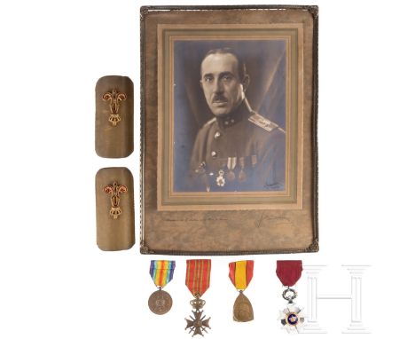 Auszeichnungen und Effekten eines belgischen Captains im 1. Weltkrieg  Ritterkreuz des Kronenordens, Medaille "La Grande Guer