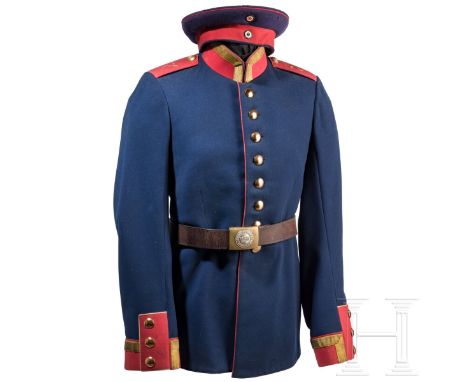 Rock eines Unteroffiziers im Bayreuther K.B. 7. Infanterie-Regiment "Prinz Leopold"  Eigentumsstück aus bayrischblauem Tuch m