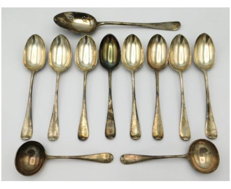 A quantity of 1916 London silver cutlery by Johnson, Walker &amp; Tolhurst comprising a pierced ladle, eight tablespoons &amp