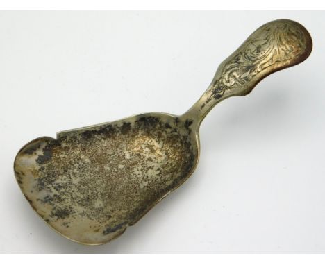 An 1847 Dutch silver caddy spoon by Johannes Hendrikus Tarner, 15g 