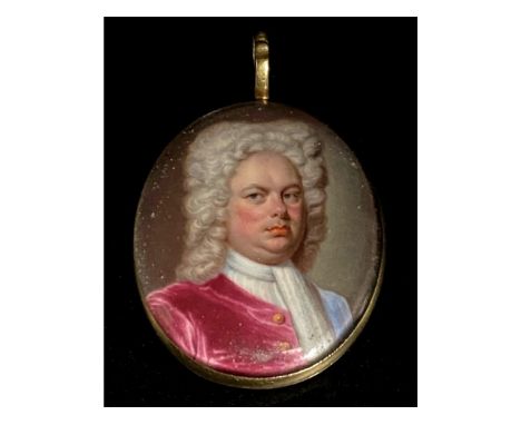Christian Friedrich Zincke (1683-1787), an enamel miniature portrait of Sir. William Watkin Williams-Wynn wearing powdered ha