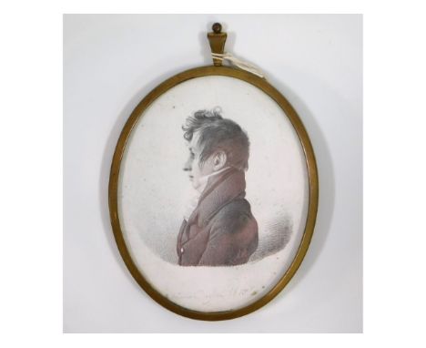 Pierre-Narcisse Guérin (1774-1833), an early 19thC. plumbago miniature portrait of Metternich Despines, 1810, set in gilt met