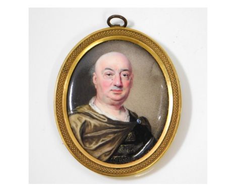 Christian Friedrich Zincke (1683-1787), an enamel miniature portrait of Thomas Betterton (1635-1710), actor, set in an ormolu