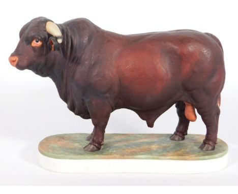 A 1961 designed, Royal Worcester porcelain "Santa Gertrudis" bull after Doris Linder, centralised hairline to the underside, 