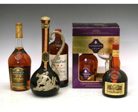 Quantity of branded spirits to include; Grand Marnier, Crawford's Special Reserve Old Scotch Whisky, Moscatel 1912, etc. 