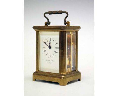 Matthew Norman 'Mignonette' carriage clock having a signed white Roman dial, 8cm overall, boxed