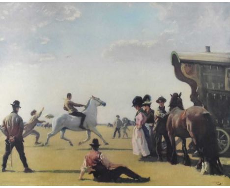 After Alfred Munnings - Coloured lithographic print - 'Gypsy Life', 48cm x 60cm, framed and glazed