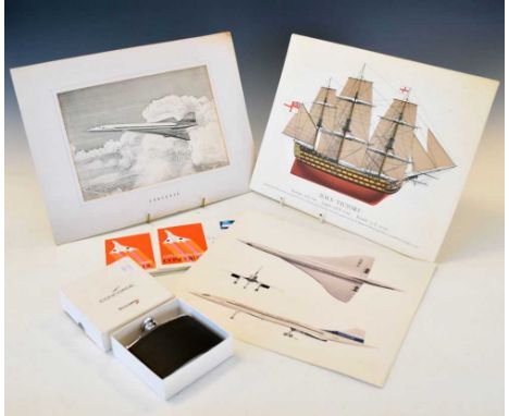 Quantity of Concorde related ephemera to include; boxed hip flask, various 1st day covers, etc