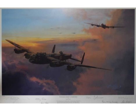 Aviation Interest - Signed limited edition print - Towards Night's Darkness, Robert Taylor, 17/200, signatures to include; Ke