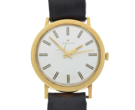 Zenith - Gentleman's 18ct gold cased wristwatch, the silvered dial having gilt and black baton hour markers and gilt hands, s