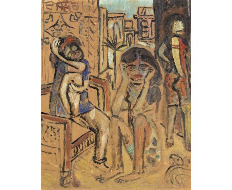 Jewad Selim (Iraq, 1919-1961)Nisa Fi Al-Intidar ('Women Waiting') oil on board, framedexecuted in 194345 x 35cm (17 11/16 x 1