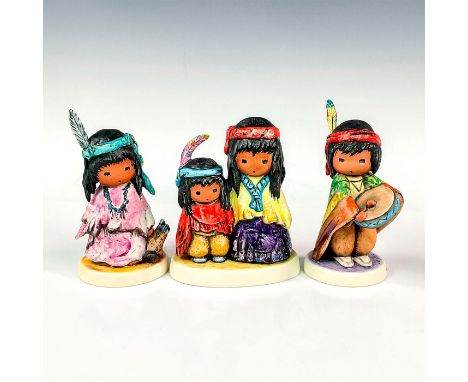 Set of colorful figurines including; Wandering 10 316, Love Me 10 325 and Indian Boy with Drum 10 315. All include 'DeGrazia'