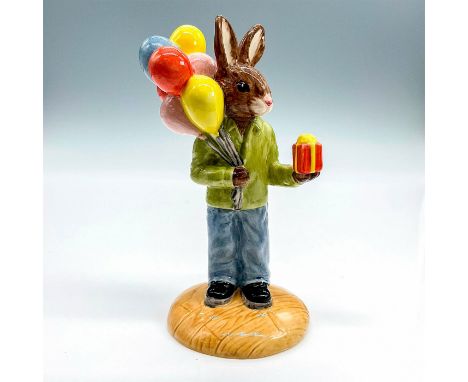Royal Doulton Bunnykins, Congratulations Bunnykins DB291 (light blue, green, yellow, red, white, beige, and black coloration)