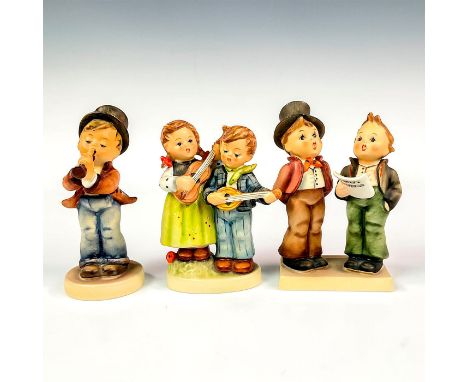 Figurines including: Happy Days 150 2/0, Duet 130, and Serenade 85/0. All include 'M. I. Hummel' inscription and Goebel backs