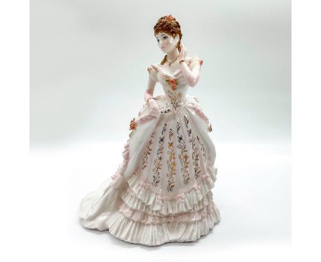 Limited edition fine bone china that is part of the Splendour At Court. Depicts lady in a soft pink and white ruffled gown wi