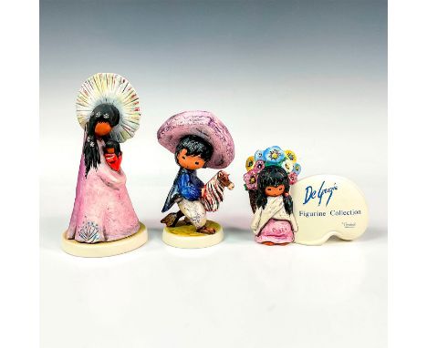 Set of colorful figurines including; Navajo Mother 10 317, My First Horse 10 312 and Flower Girl plaque 59 025. All include '