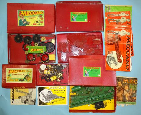 Meccano, four post-war Accessory outfits: 3A, 4A, 5A and Gears Outfit "B", with instruction booklets for outfits: 1, 1A, 2A, 