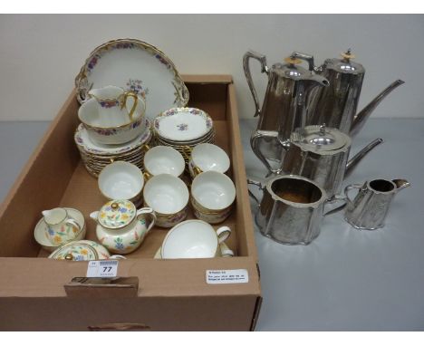 Haviland & Co.Limoges tea service - 10 place settings - Wedgwood teaware and a five piece silver-plated tea and coffee servic