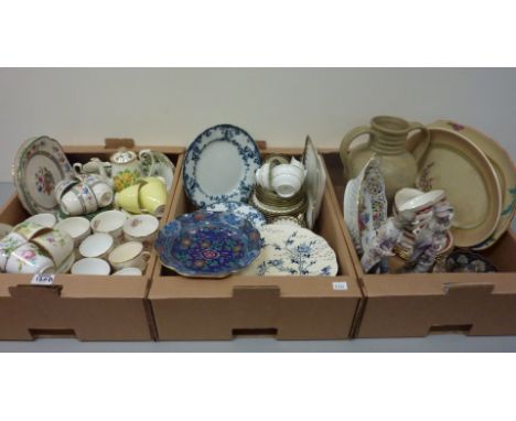 19th/20th century tea service hand painted with floral decoration, Wedgwood and other teaware, Booths comport, Doulton plates