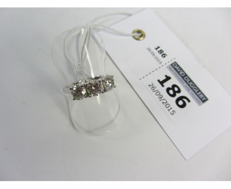 Three stone diamond white gold ring approx 1.76 carat hallmarked 18ct with IGL certificate