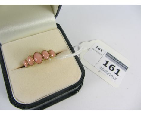 Coral five stone gold-plated ring