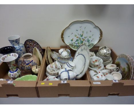 Carlton Ware dish, Royal Doulton 'Old Leeds Sprays' teaware, Edwardian tea service and other decorative items in three boxes