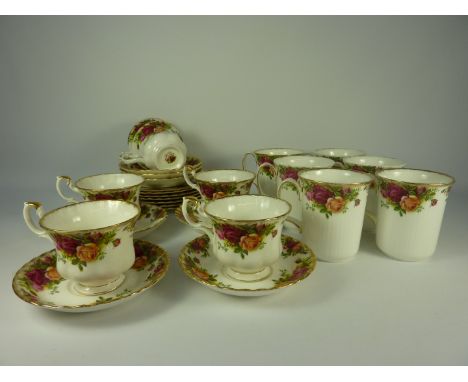Royal Albert 'Old Country Roses' tea service - six place settings - and six coffee mugs 