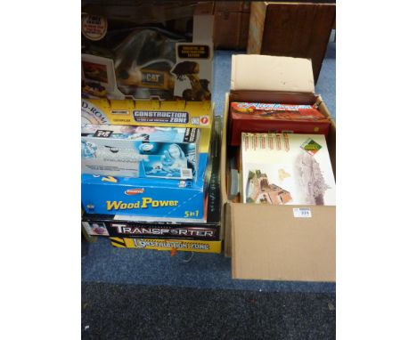 Child's microscope set, wood power work bench, and other activity sets