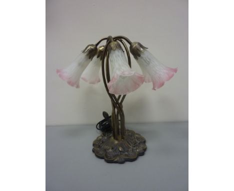 Tulip shade five branch table lamp H45cm 