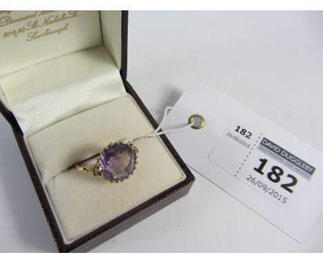 Facetted amethyst ring hallmarked 9ct
