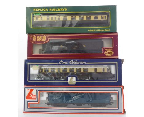 A selection of 00 gauge scale model railway coaches and rolling stock, to include: a Replica Railways MKI BCK BR WR in chocol